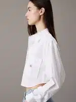 New collection CALVIN KLEIN JEANS CROPPED COTTON POPLIN SHIRT