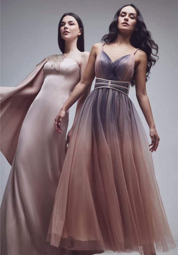 Clothes ALLURE EVENING NUDE/GREY TULE MIDI DRESS