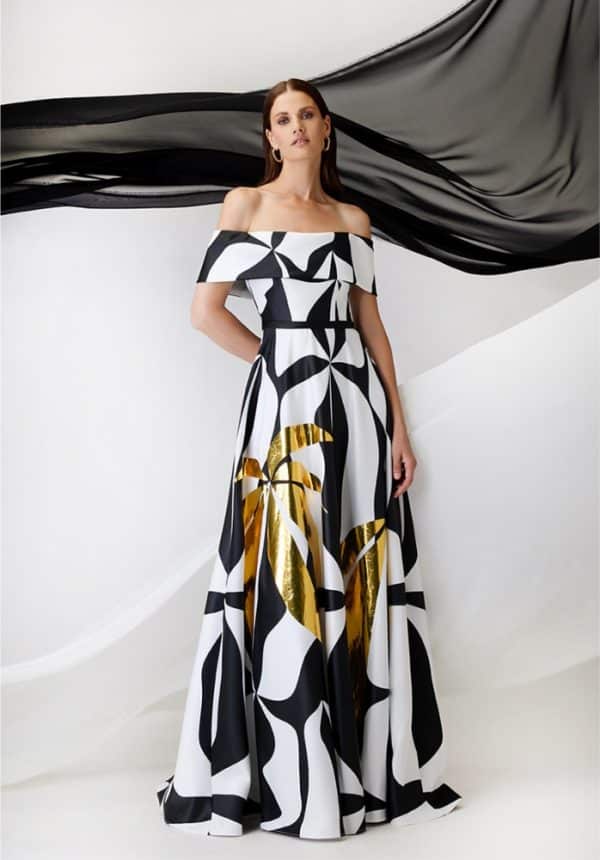 Clothes ALLURE EVENING LONG DRESS WITH GOLDEN APPLIQUÉ