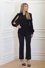 Clothes ELISABETTA FRANCHI BLOUSE IN GEORGETTE FABRIC WITH NECKLACE AND BOW