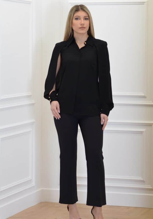 Clothes ELISABETTA FRANCHI BLOUSE IN GEORGETTE FABRIC WITH NECKLACE AND BOW