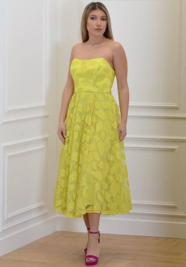 New Collection ALLURE EVENING STRAPLESS MIDI DRESS