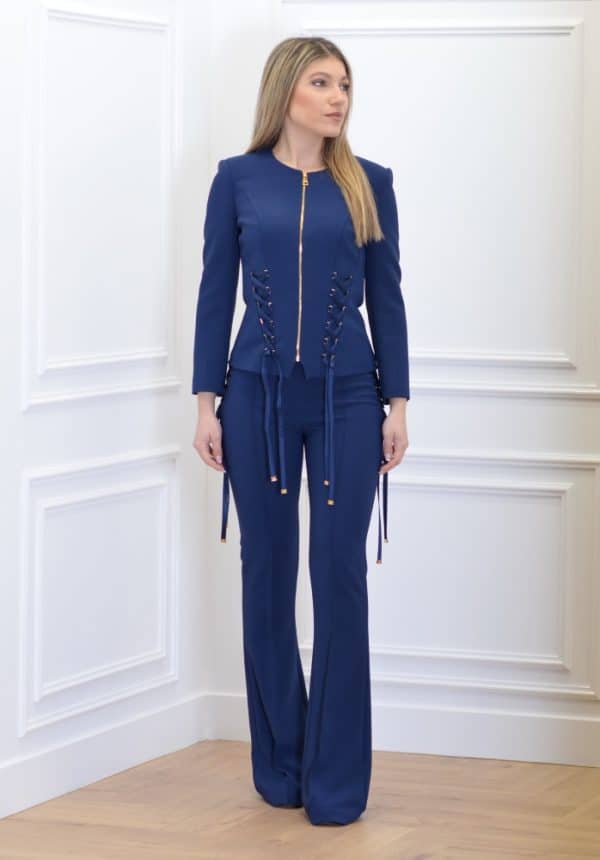 Clothes ELISABETTA FRANCHI CRÊPE BELL BOTTOM TROUSERS WITH CRISS CROSS LACES