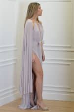 New Collection ELISABETTA FRANCHI RED CARPET DRESS MADE OF LUREX JERSEY FABRIC WITH CAPE