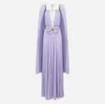 New Collection ELISABETTA FRANCHI RED CARPET DRESS MADE OF LUREX JERSEY FABRIC WITH CAPE