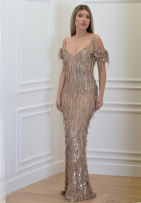 Clothes OPEN FASHION SEQUIN FRINGES LONG DRESS