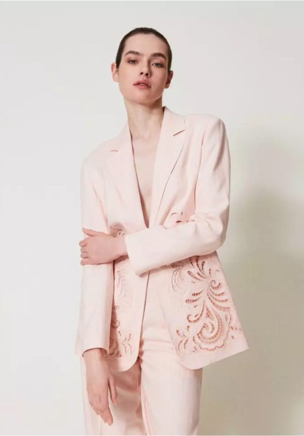 New Collection TWINSET LINEN BLEND SET WITH EMBROIDERY