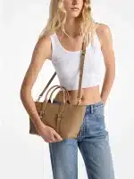 Bags MICHAEL KORS MOORE SMALL PEBBLED LEATHER SATCHEL