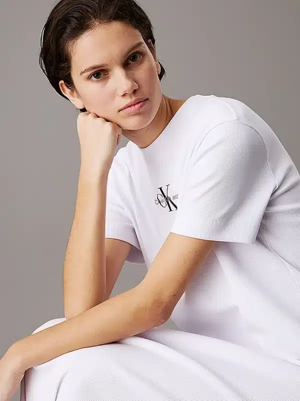 Clothes CALVIN KLEIN JEANS RIBBED COTTON MAXI T-SHIRT DRESS