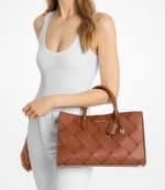 Bags MICHAEL KORS SCARLETT MEDIUM WOVEN LEATHER SATCHEL BAG
