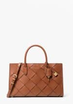 Bags MICHAEL KORS SCARLETT MEDIUM WOVEN LEATHER SATCHEL BAG