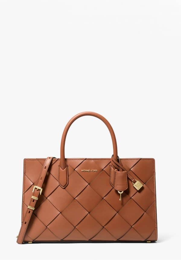 Bags MICHAEL KORS SCARLETT MEDIUM WOVEN LEATHER SATCHEL BAG