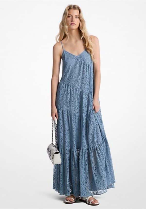 Sales MICHAEL KORS FLORAL LACE RUFFLE SLIP DRESS