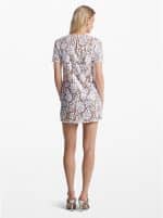 Sales MICHAEL KORS SEQUIN MESH T-SHIRT DRESS WITH FLORAL PATTERN