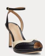 Sales LAUREN RALPH LAUREN KYLA STRAW & CALFSKIN WINGTIP SANDAL