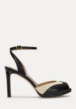 Sales LAUREN RALPH LAUREN KYLA STRAW & CALFSKIN WINGTIP SANDAL