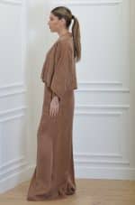 Clothing CKONTOVA CHOCOLATE FLARED JUMPSUIT WITH CROPPED KIMONO JACKET
