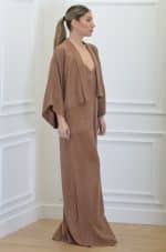 Clothing CKONTOVA CHOCOLATE FLARED JUMPSUIT WITH CROPPED KIMONO JACKET