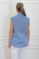 Sales CKONTOVA BLUE SLEEVELESS SHIRT WITH POCKETS