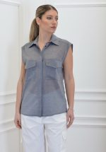 Sales CKONTOVA BLACK SLEEVELESS SHIRT WITH POCKETS
