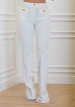 Sales ELISABETTA FRANCHI COTTON TROUSERS WITH JEWELLED BOWS