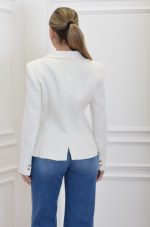 Clothes ELISABETTA FRANCHI LINEN BLEND GABARDINE JACKET WITH LOGOED BUTTONS