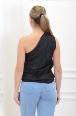 Clothes INNOCENT BLACK POPLIN ONE SHOULDER TOP