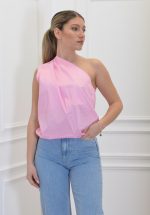 Clothes INNOCENT BABY PINK POPLIN ONE SHOULDER TOP