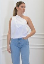 Clothes INNOCENT WHITE POPLIN ONE SHOULDER TOP