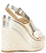 Sales MICHAEL KORS NORA METALLIC LEATHER ESPADRILLES PLATFORM WEDGE SANDALS