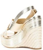 Sales MICHAEL KORS NORA METALLIC LEATHER ESPADRILLES PLATFORM WEDGE SANDALS
