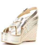 Sales MICHAEL KORS NORA METALLIC LEATHER ESPADRILLES PLATFORM WEDGE SANDALS