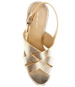 Sales MICHAEL KORS NORA METALLIC LEATHER ESPADRILLES PLATFORM WEDGE SANDALS