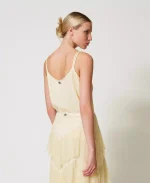 New Collection TWINSET SATIN TOP WITH EMBROIDERY