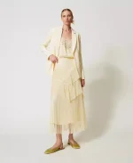 New Collection TWINSET SATIN TOP WITH EMBROIDERY