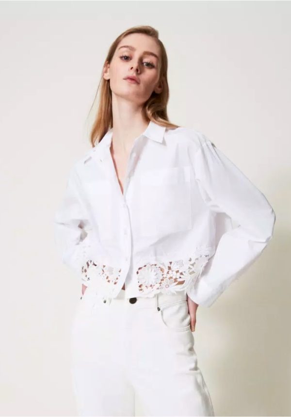 Clothes TWINSET BOXY POPLIN SHIRT WITH LACE