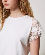 Sales TWINSET REGULAR FIT T-SHIRT WITH LACE