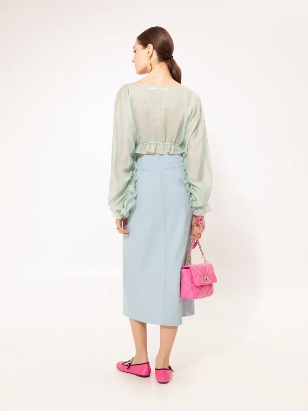 Sales WE ARE RUFFLED CHIFFON TOP TEAL