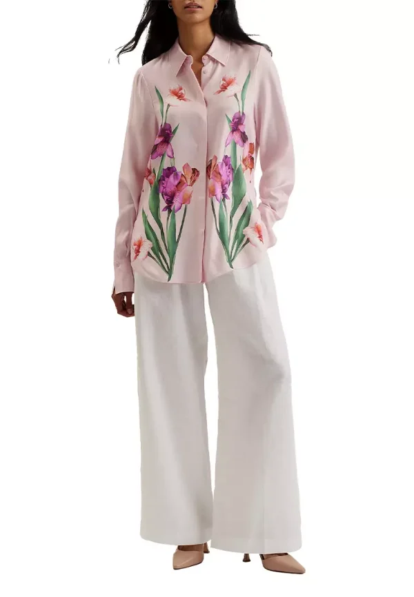 Sales TED BAKER DANUBE PRINTED LONGLINE SHIRT WITH POCKET