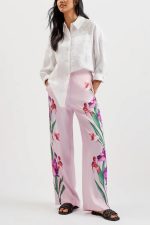Sales TED BAKER SALCA PRINTED WIDE LEG TROUSERS