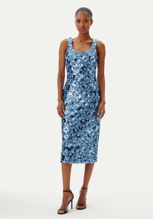 Sales MICHAEL KORS MIDI DRESS IN SCUBA FABRIC WITH FLORAL DECORATIONS