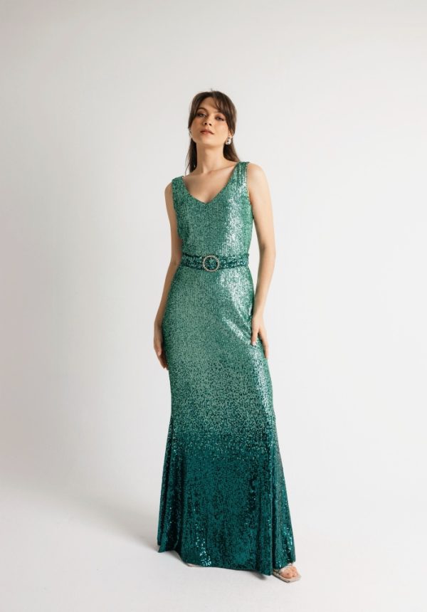 Clothes OPEN FASHION V NECK SEQUIN MAXI DRESS