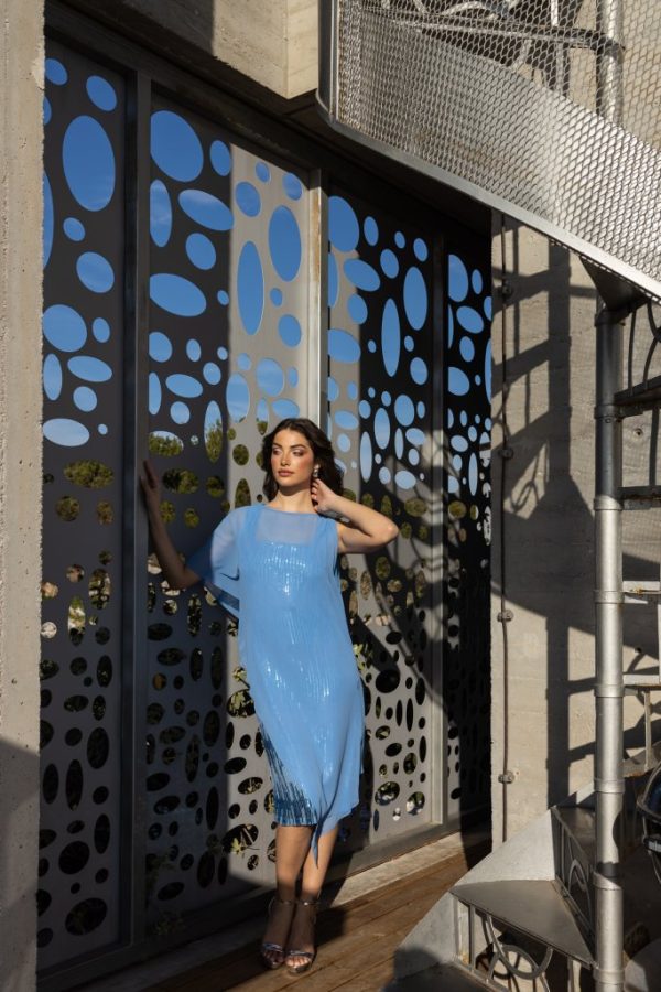 Clothes OPEN FASHION MIDI DRESS WITH FLOWER TUNIC