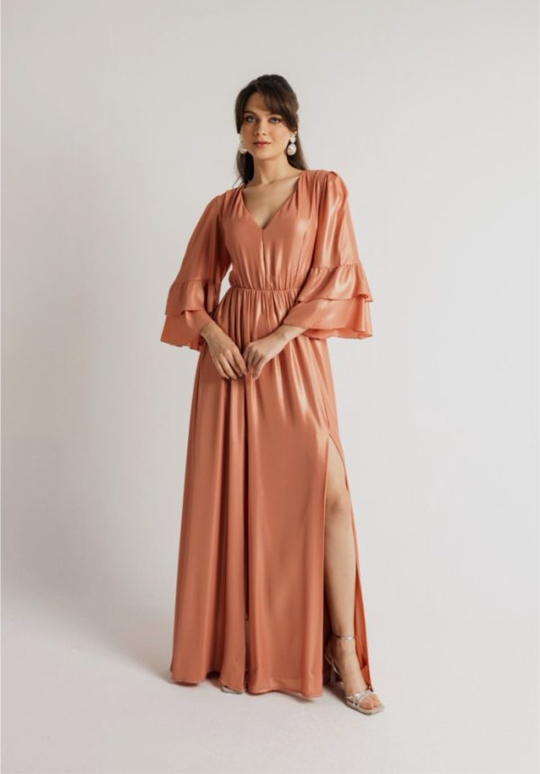 New Collection OPEN FASHION RUFFLED SLEEVES MAXI DRESS