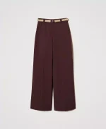 Sales TWINSET PALAZZO TROUSERS IN POPLIN WITH BELT