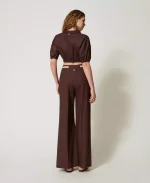Sales TWINSET PALAZZO TROUSERS IN POPLIN WITH BELT