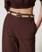 Sales TWINSET PALAZZO TROUSERS IN POPLIN WITH BELT