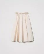 New Collection TWINSET MIDI SKIRT IN POPLIN WITH BELT