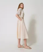 New Collection TWINSET MIDI SKIRT IN POPLIN WITH BELT