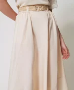 New Collection TWINSET MIDI SKIRT IN POPLIN WITH BELT